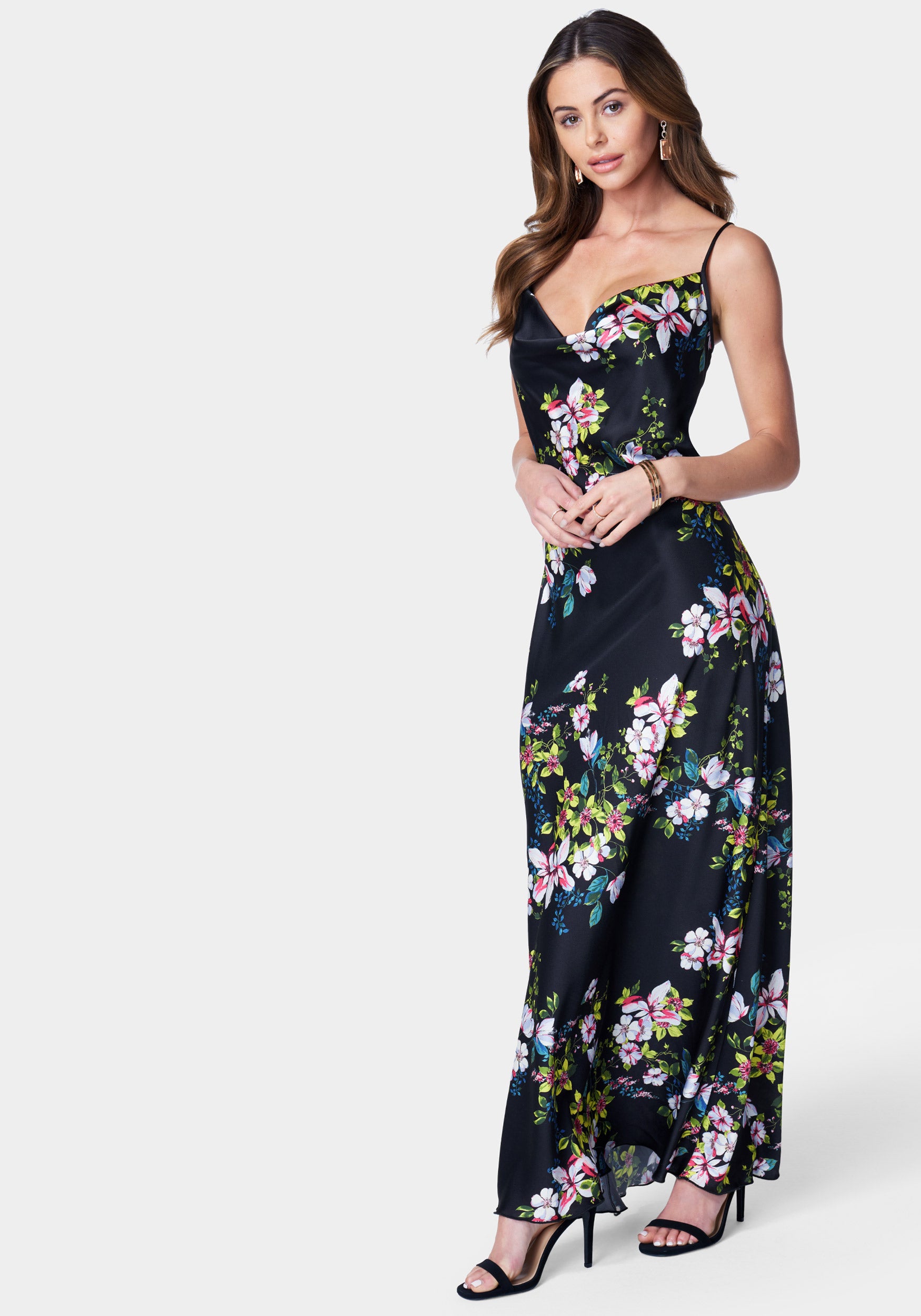 Floral Cowl Neck Maxi Dress