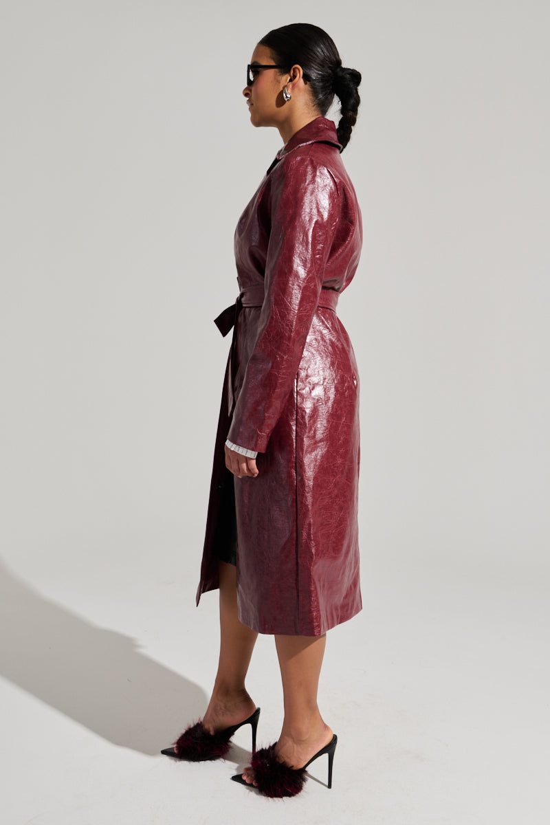 MISA FAUX LEATHER TRENCH