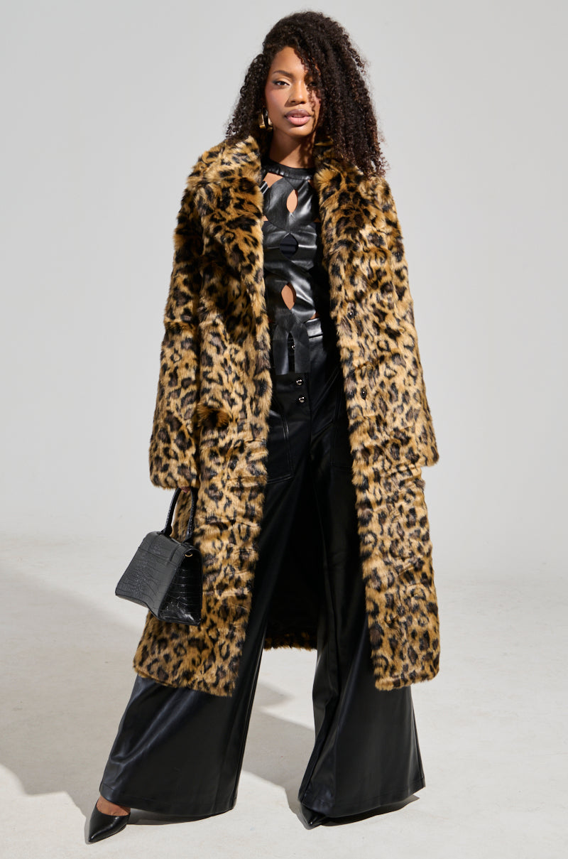 CATTY FAUX FUR LEOPARD COAT