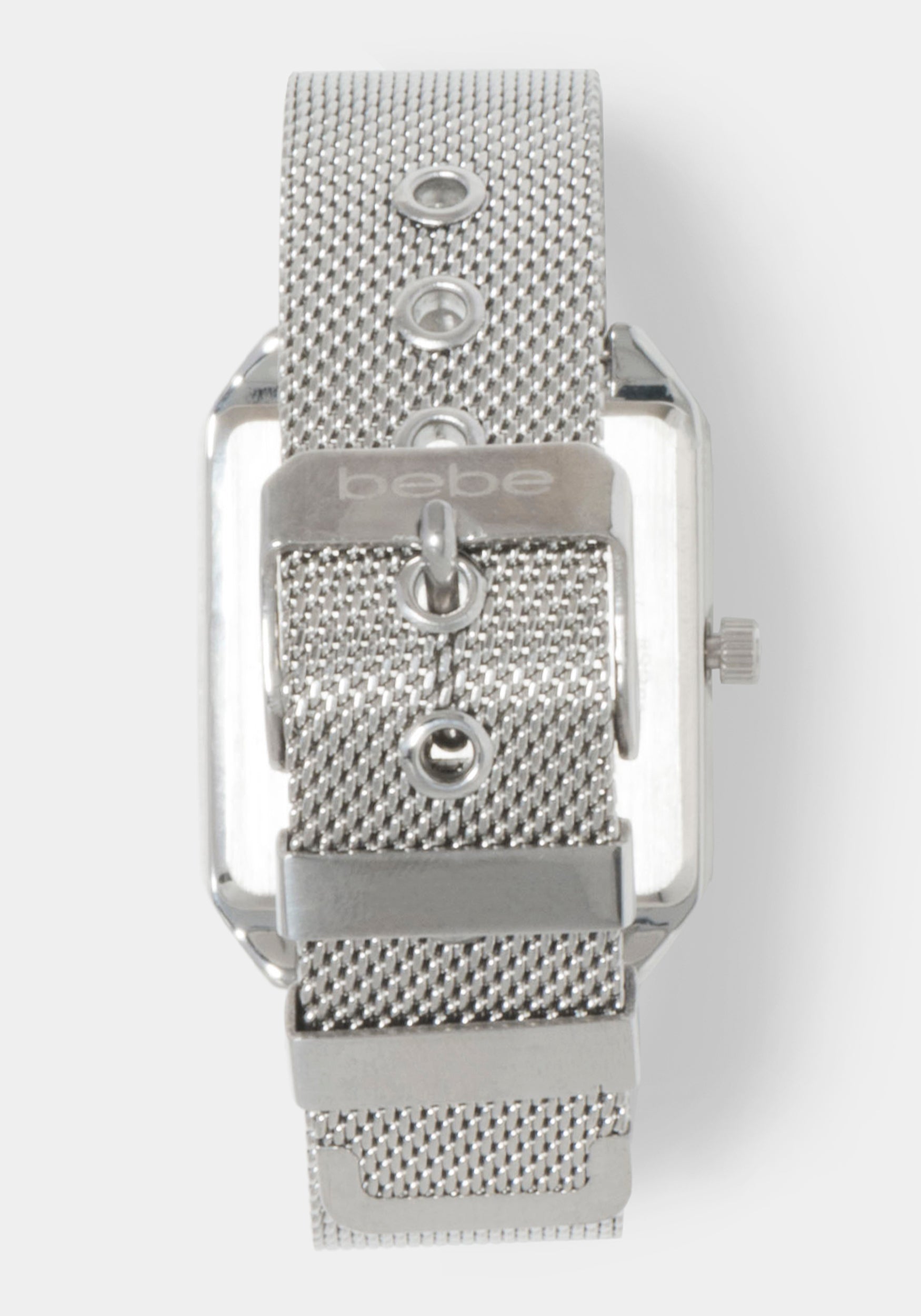 Silver Mesh Strap Rectangle Diamond Dial Watch