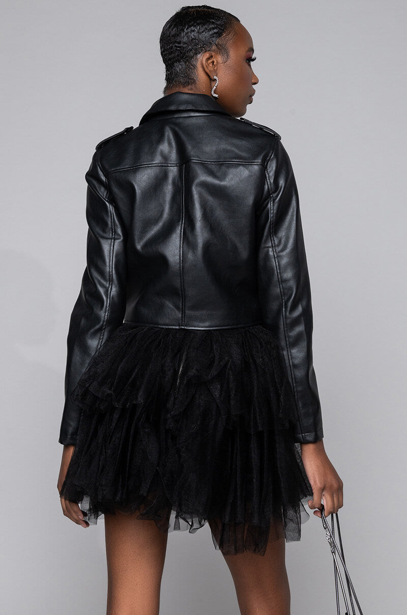 AZALEA WANG UTILITY PLEATHER JACKET