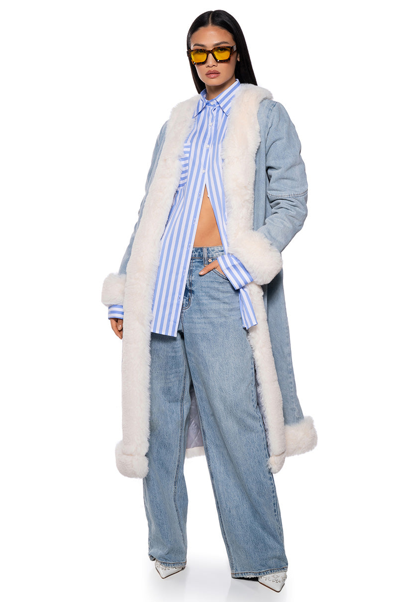 PENNY LANE LUXE TRENCH IN DENIM