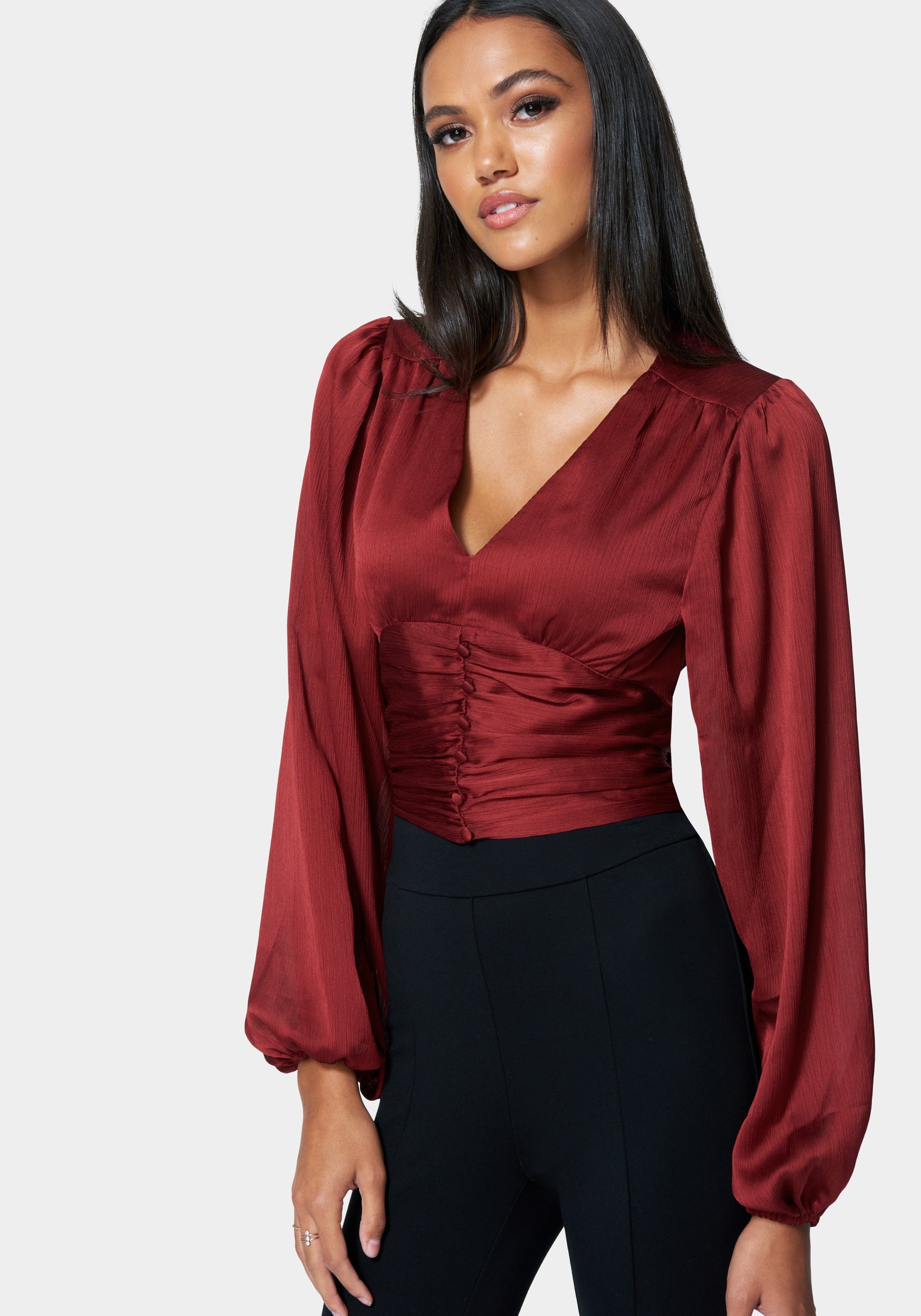 Deep V Front Button Top