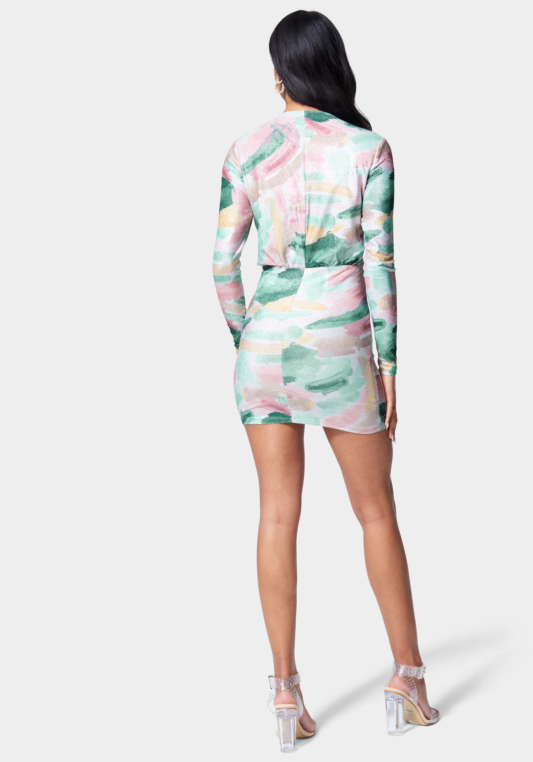 Printed Blouson Lurex Mini Dress