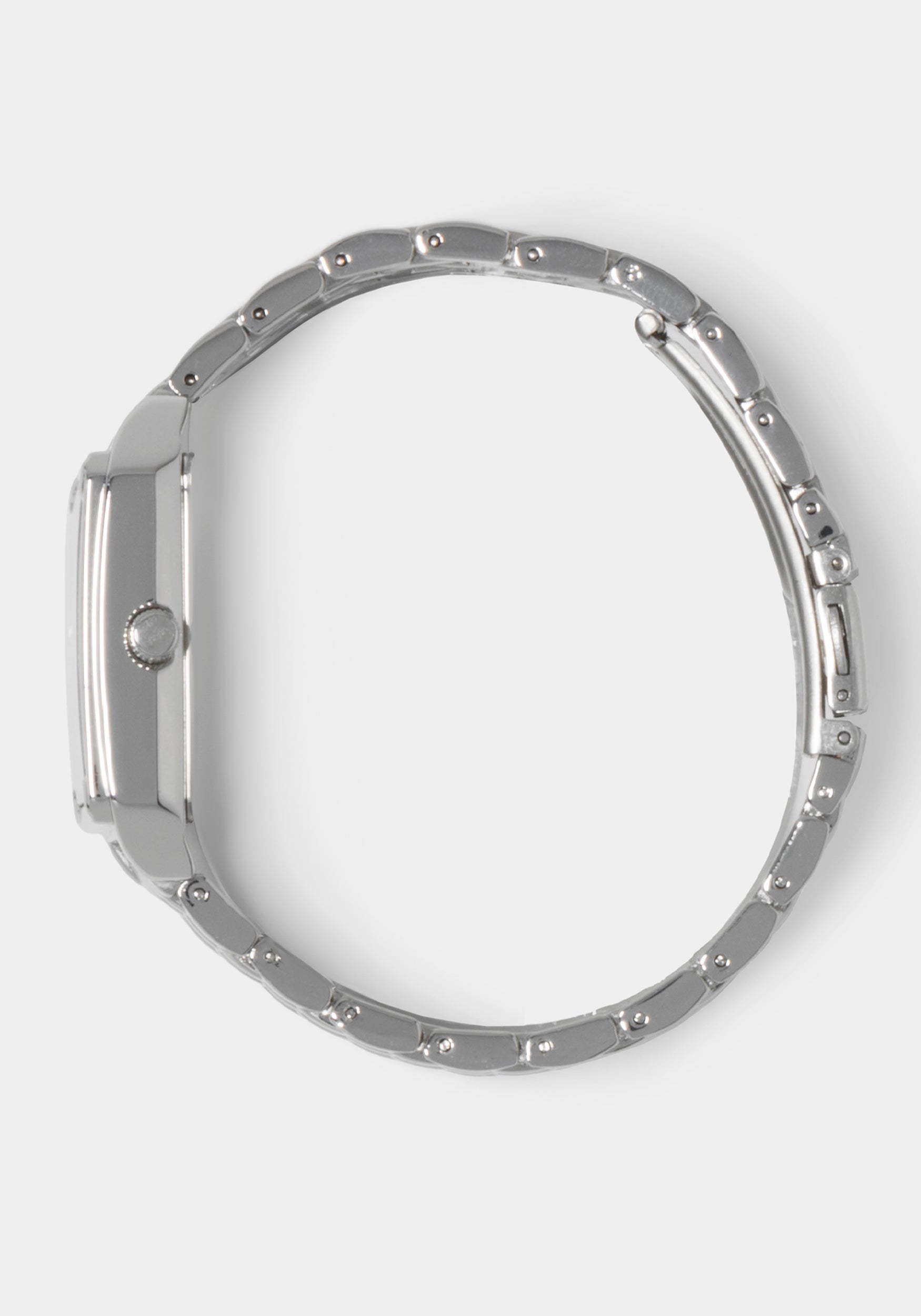 Silver Link Rectangle Bracelet Diamond Dial Watch