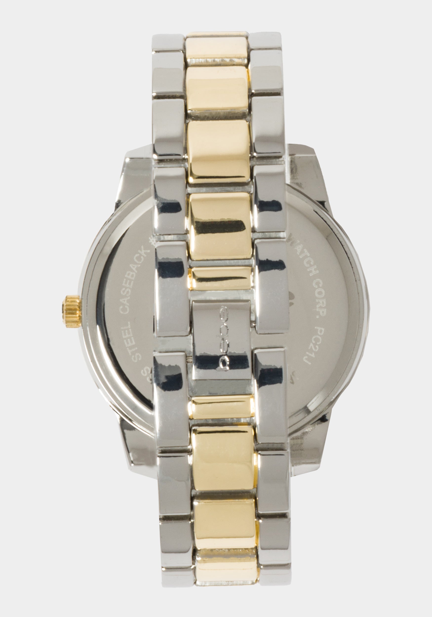 Silver Smooth Dial Crystal Bezel Watch