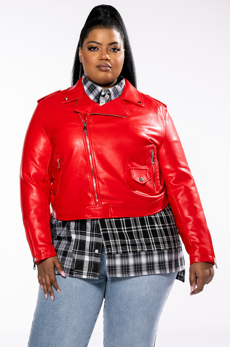 AZALEA WANG PLUS SIZE AUSSY BASIC MOTO JACKET