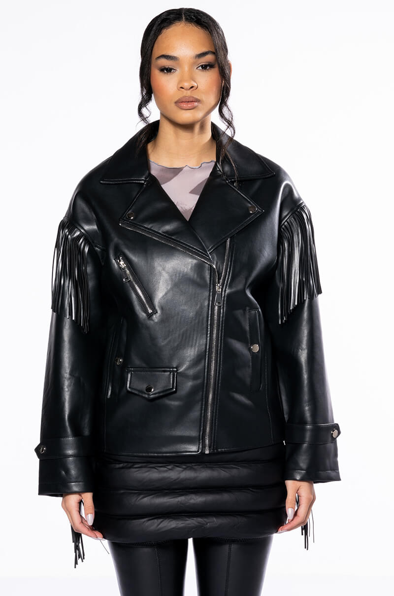 AZALEA WANG THE BOYFRIEND COWGIRL PU MOTO JACKET