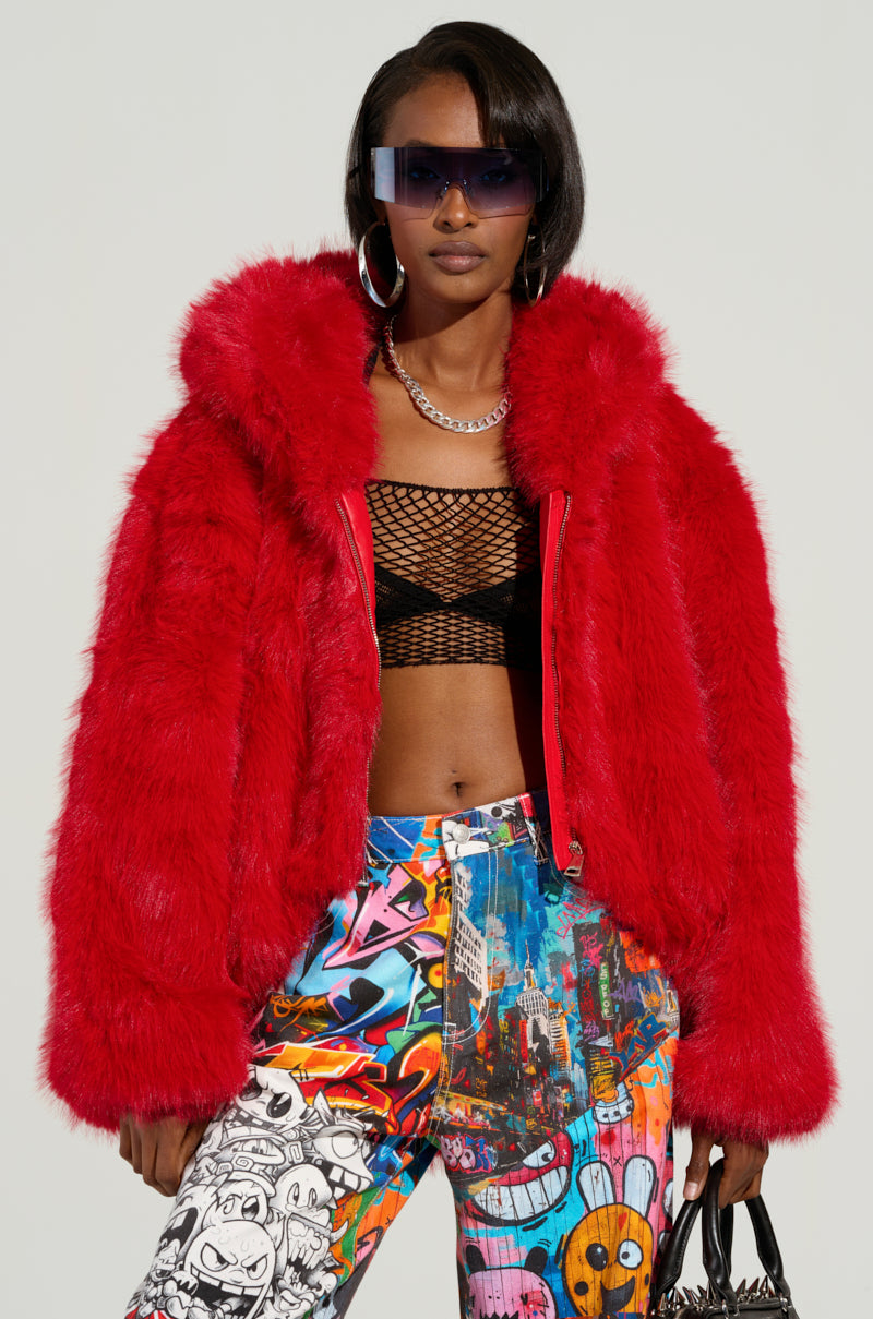 LOOK AT ME NOW HOODED FUR BOMBER