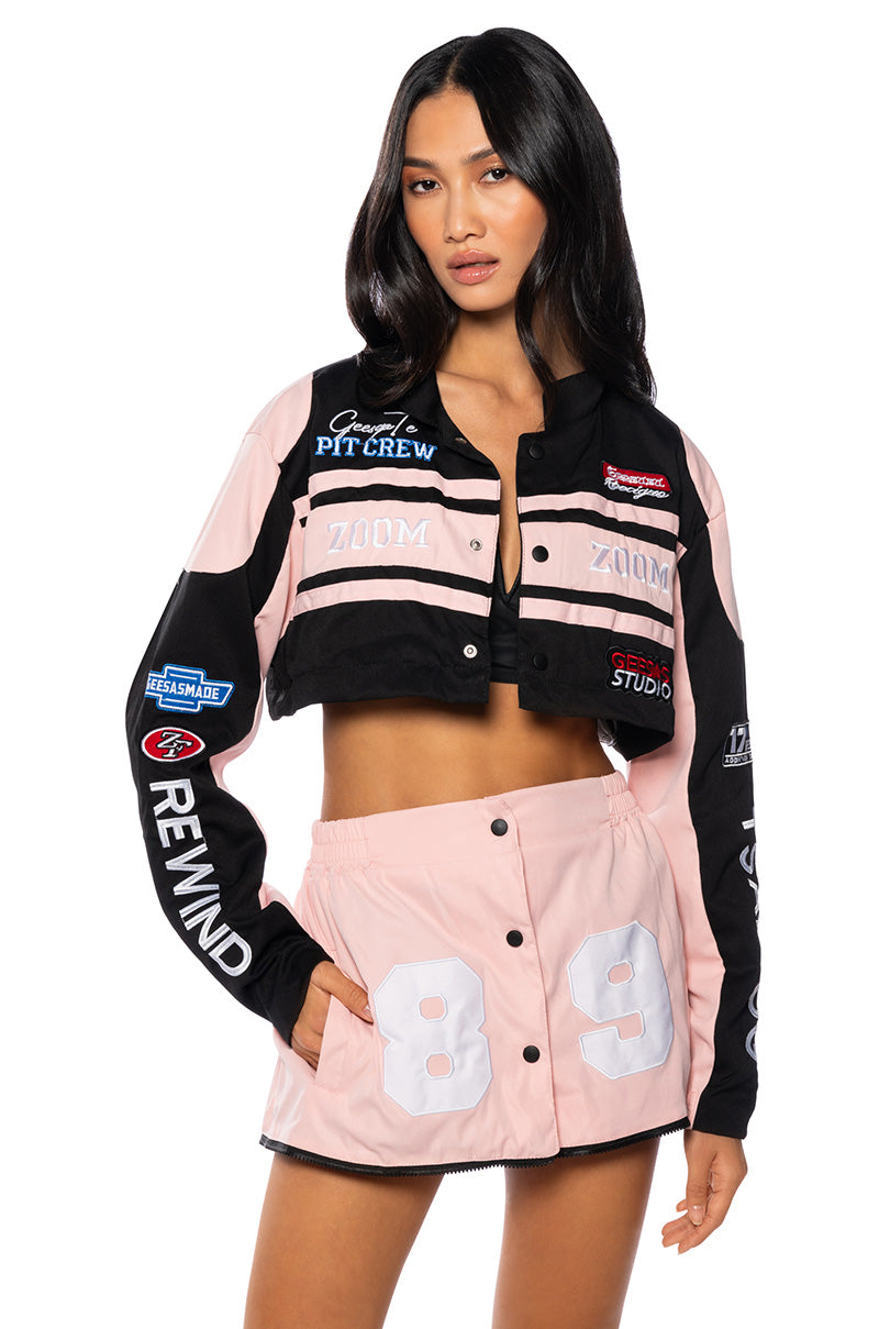 ZOOM ZOOM TWO IN ONE BOMBER SKIRT SET