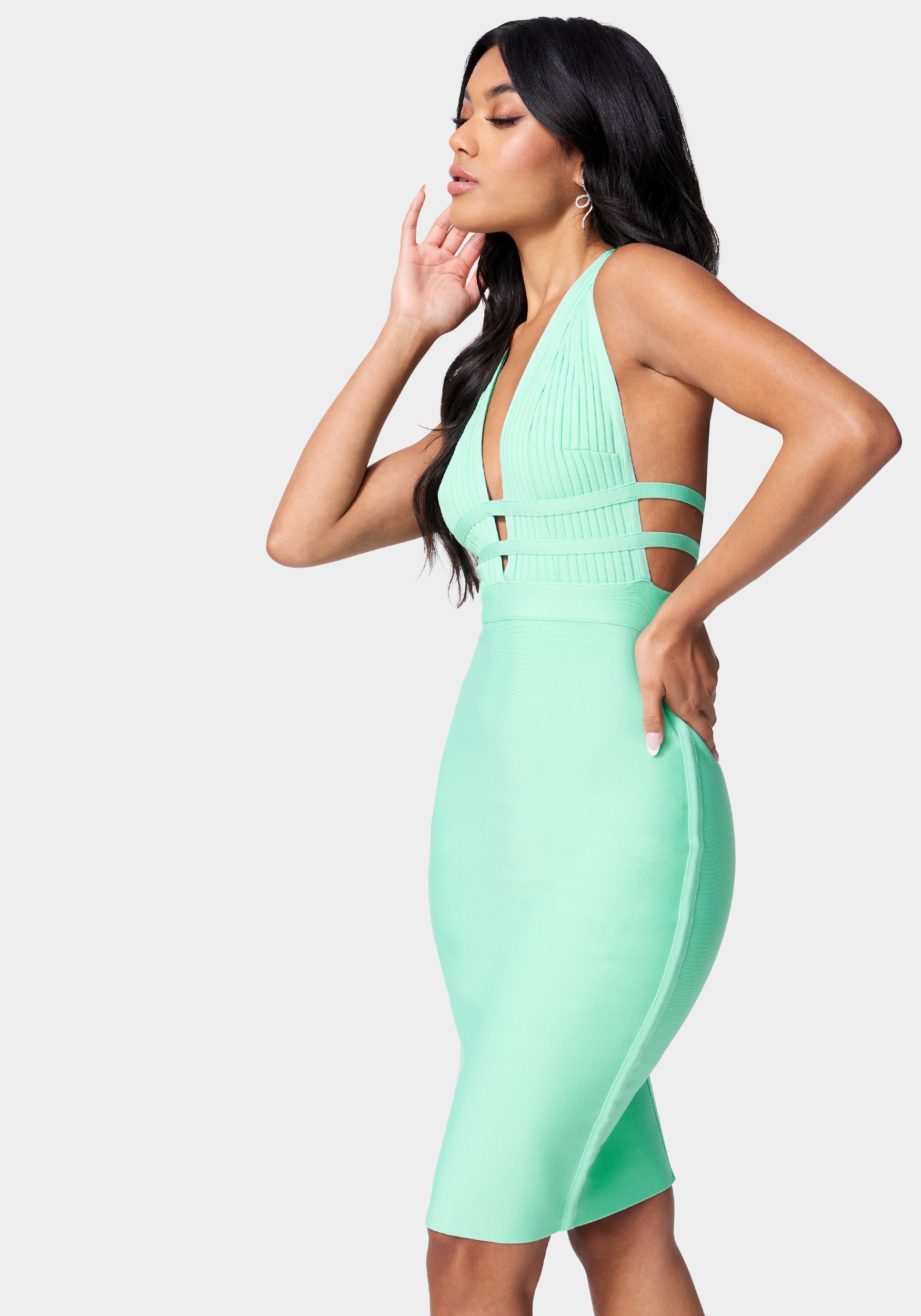 Plunge Neck Bandage Dress