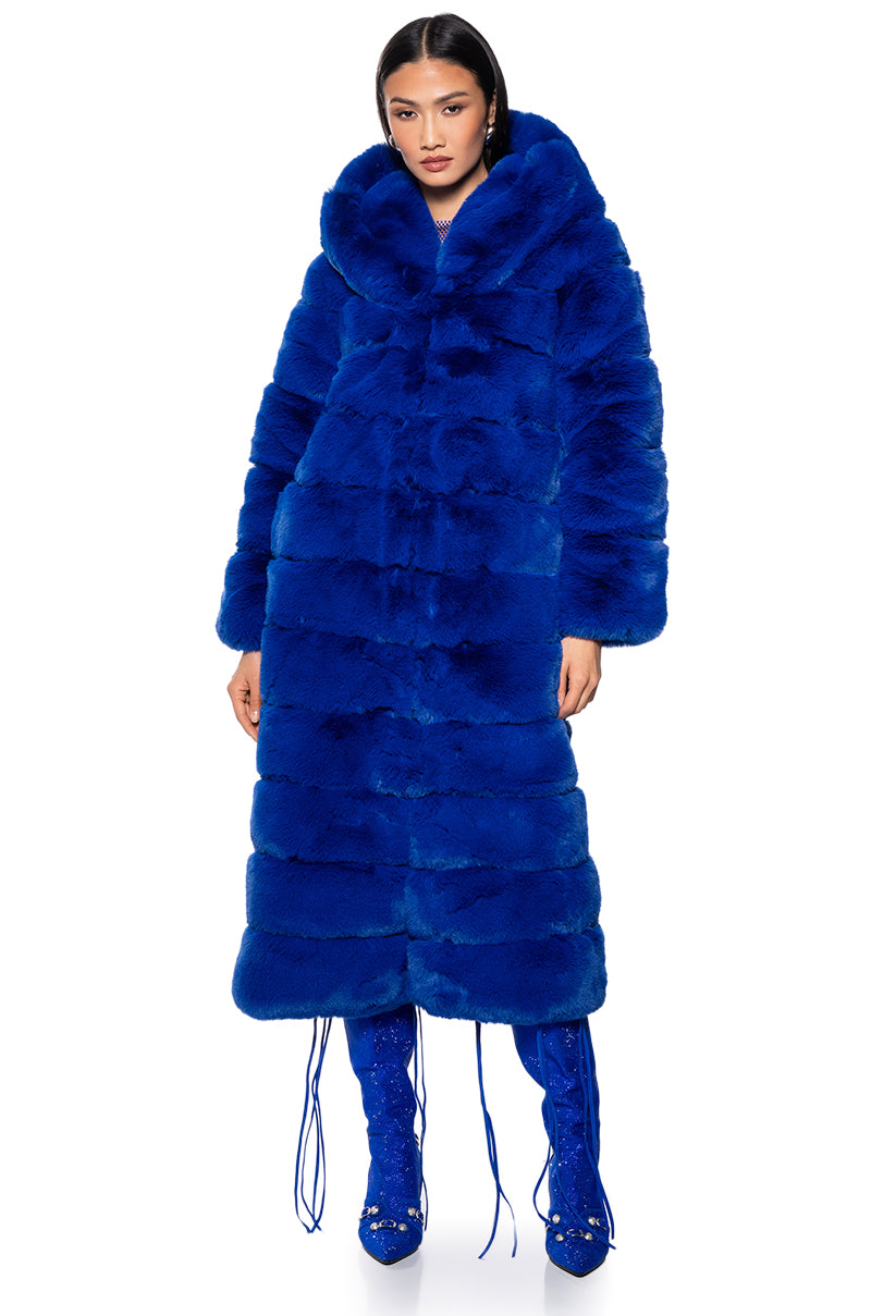 AZALEA WANG FAUX FUR PANEL HOODED TRENCH