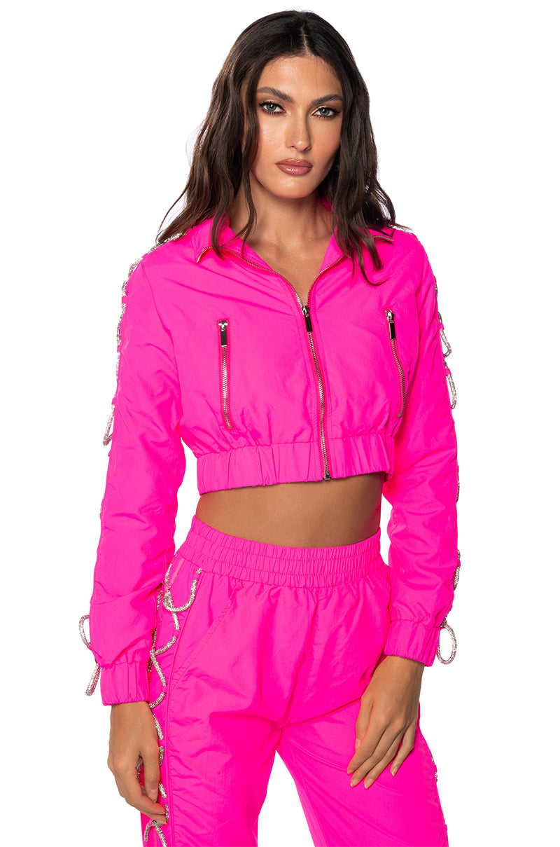 DIAMOND LACE UP TRACK JACKET