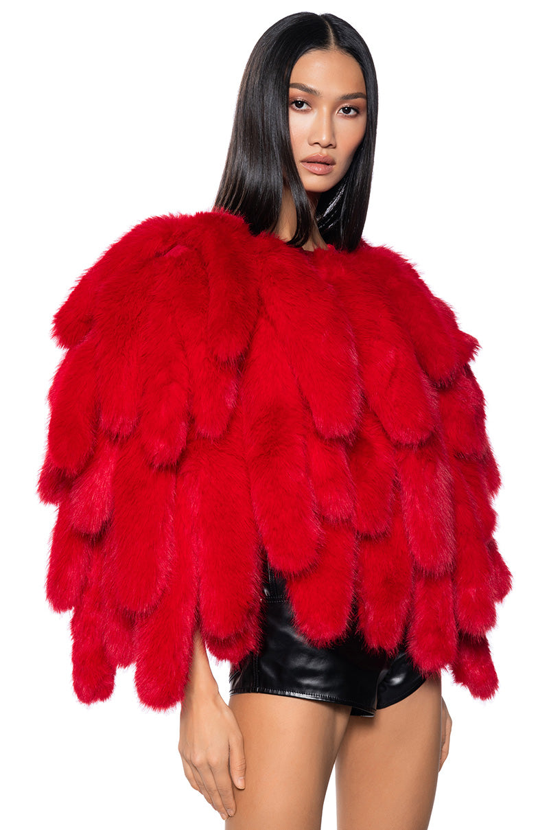 RUN THIS TOWN FAUX FUR FOX TAIL CAPE