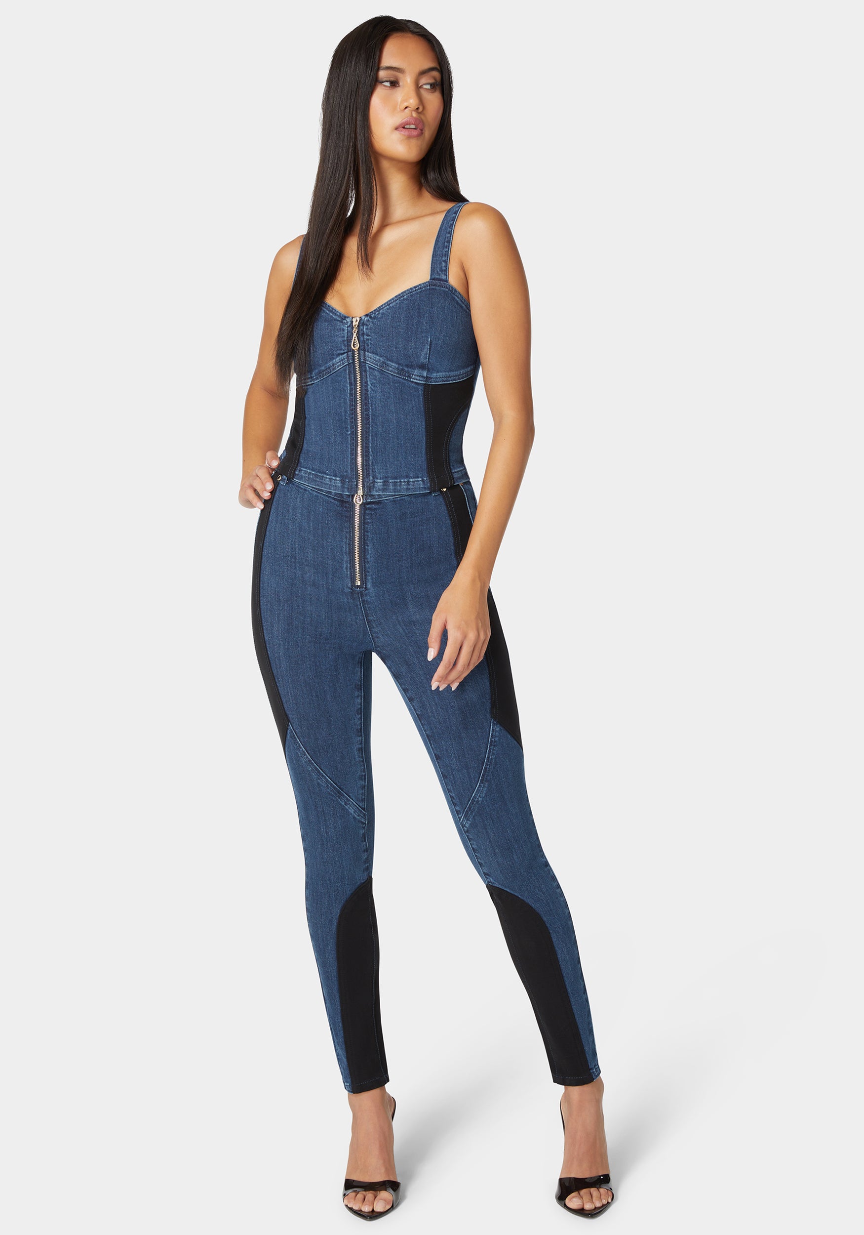 Pdr Combo Zip Front Denim Corset