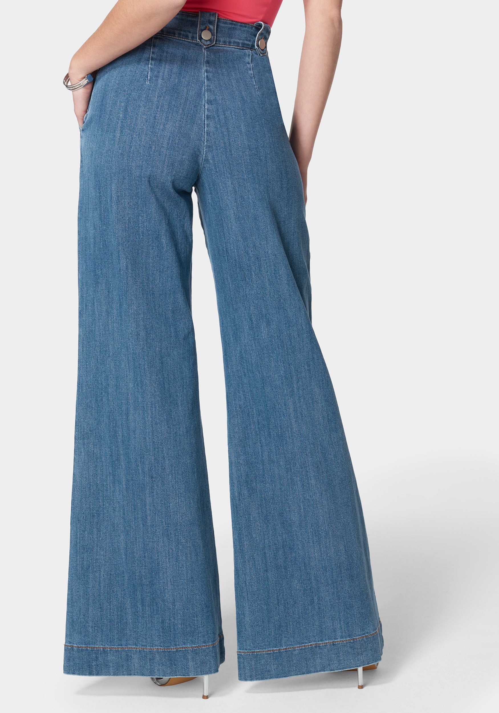 High Waist Ultra Wide Leg Light Weight Denim