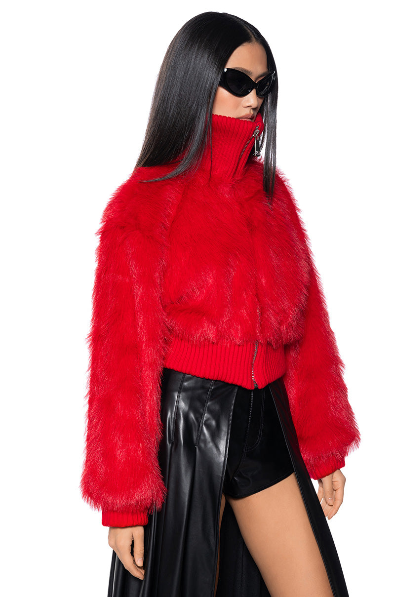 LOVE YOU BETTER FAUX FUR RIB TRIM JACKET