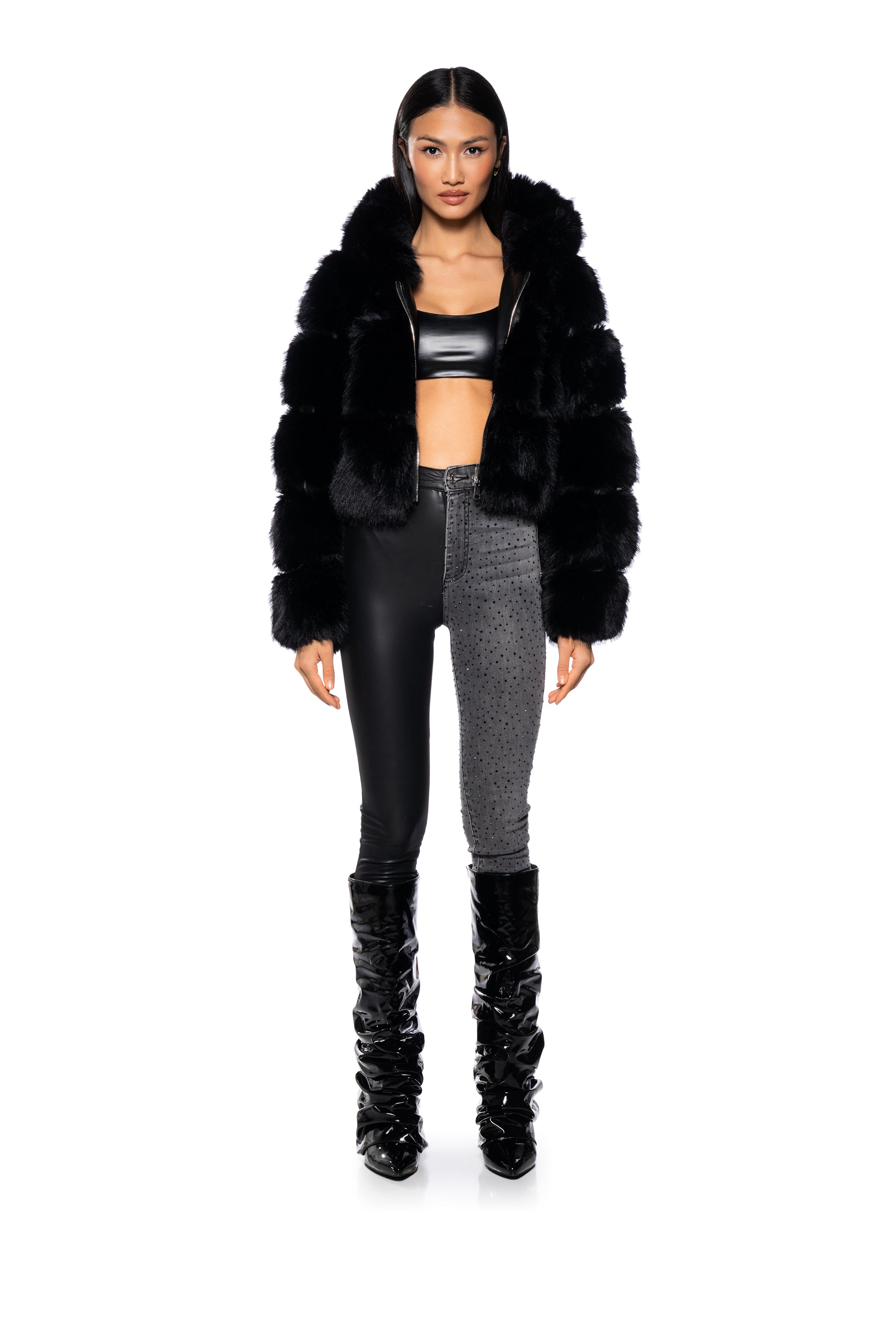 MUFFIN SOFT AND LUXE CROP FUR JACKET