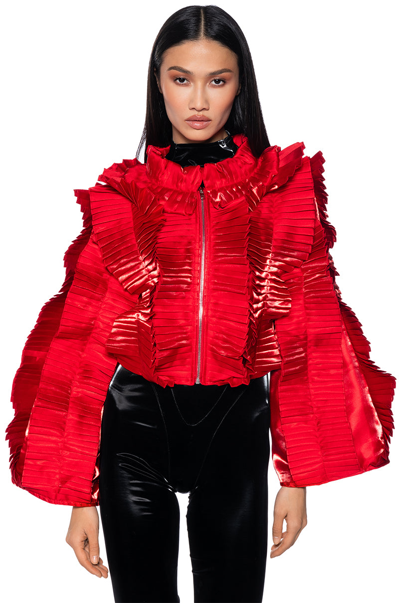 ONE NIGHT RUFFLE ZP UP BOMBER