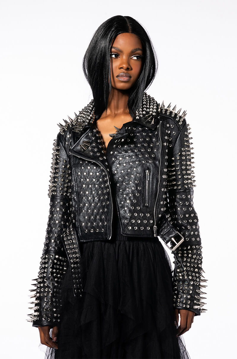 AZALEA WANG ALL OUT LUCIFER STUD MOTO JACKET