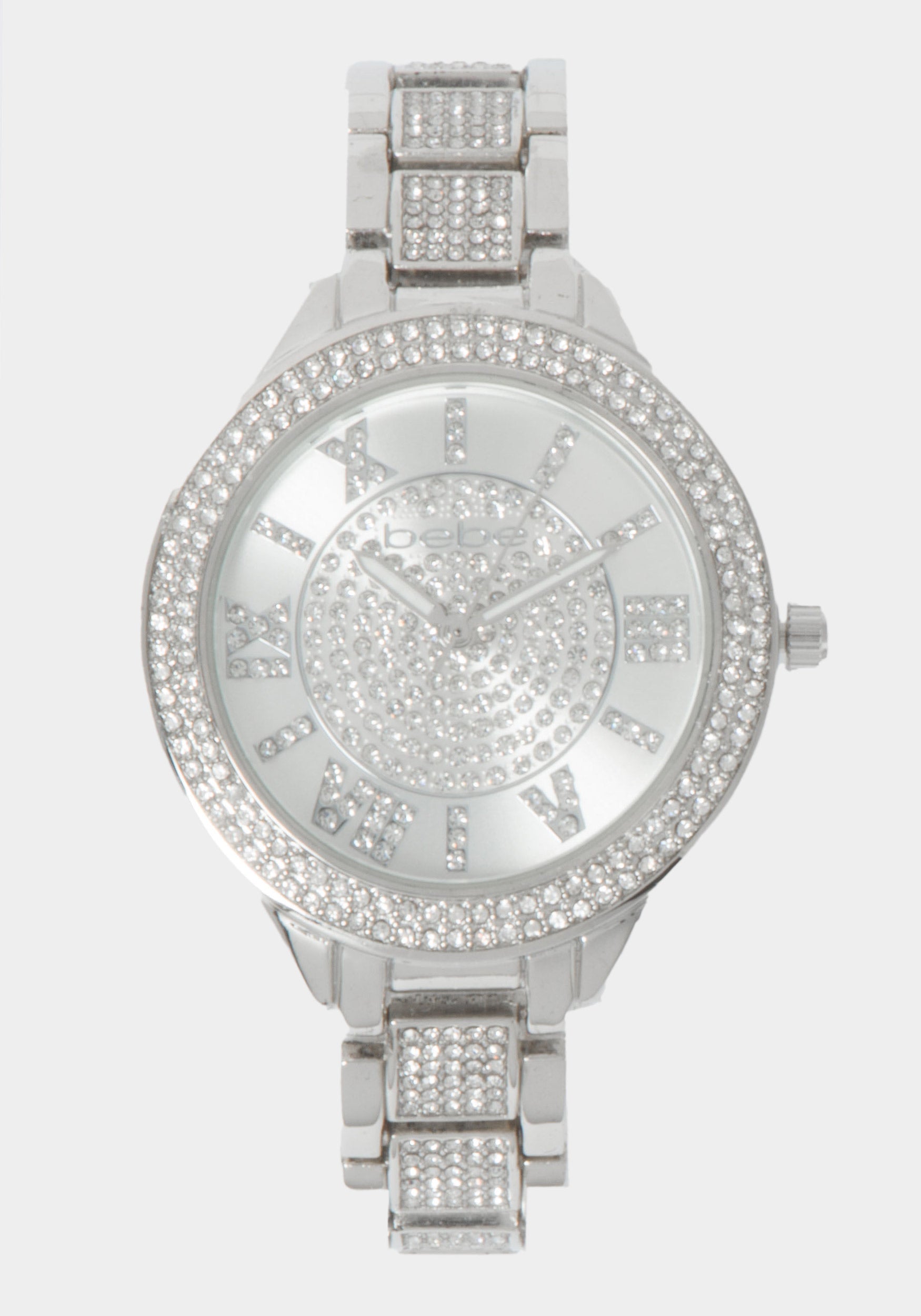 Silver Dial Crystal Bezel Watch