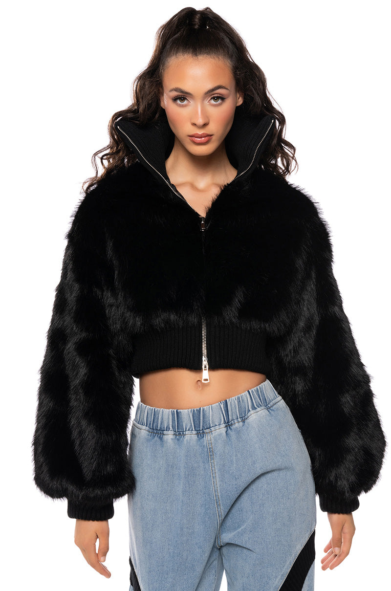 LOVE YOU BETTER FAUX FUR RIB TRIM JACKET