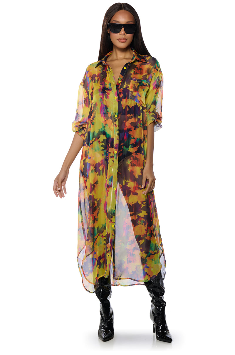 ABSTRACT FLORAL DUSTER