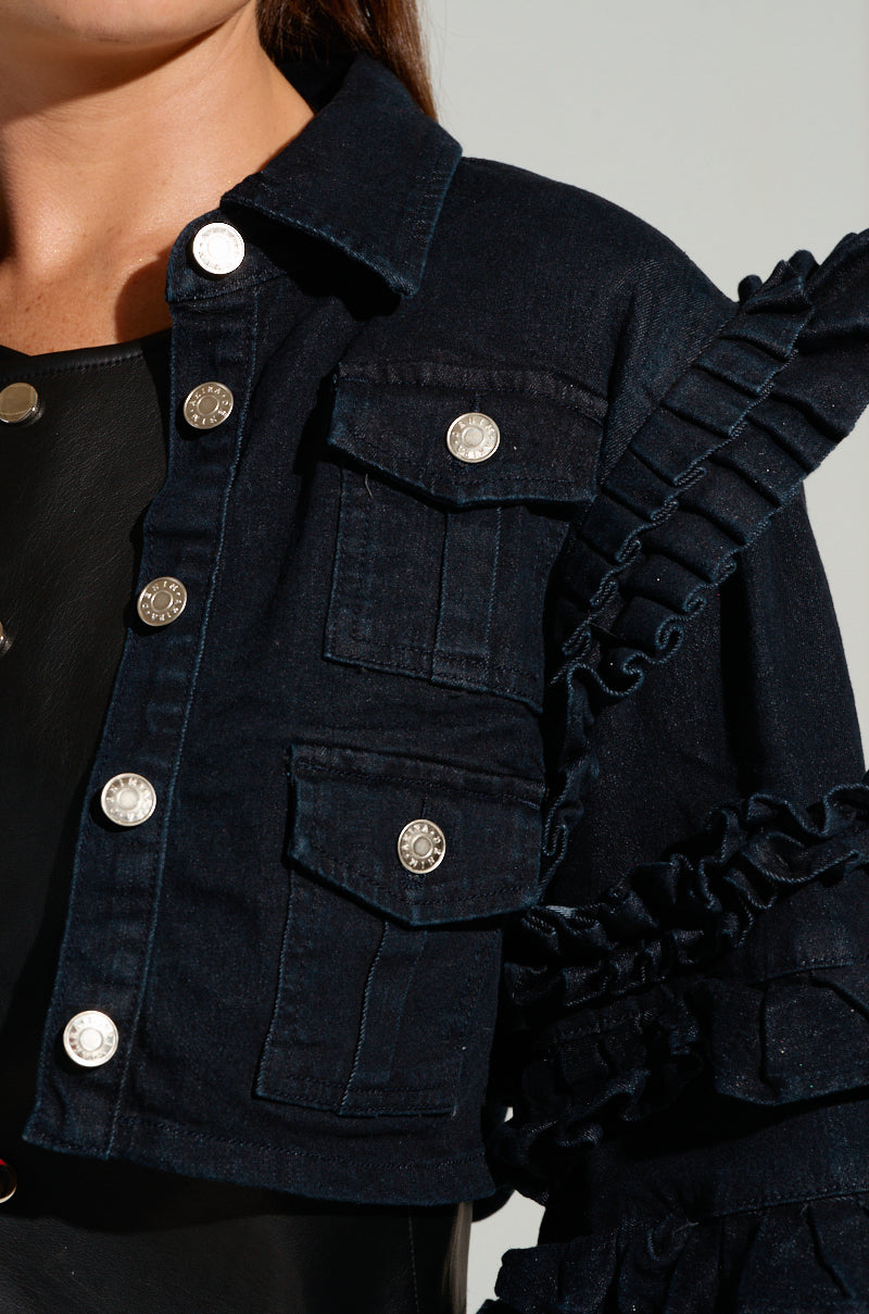 FELICITY STATEMENT SLEEVE DENIM JACKET