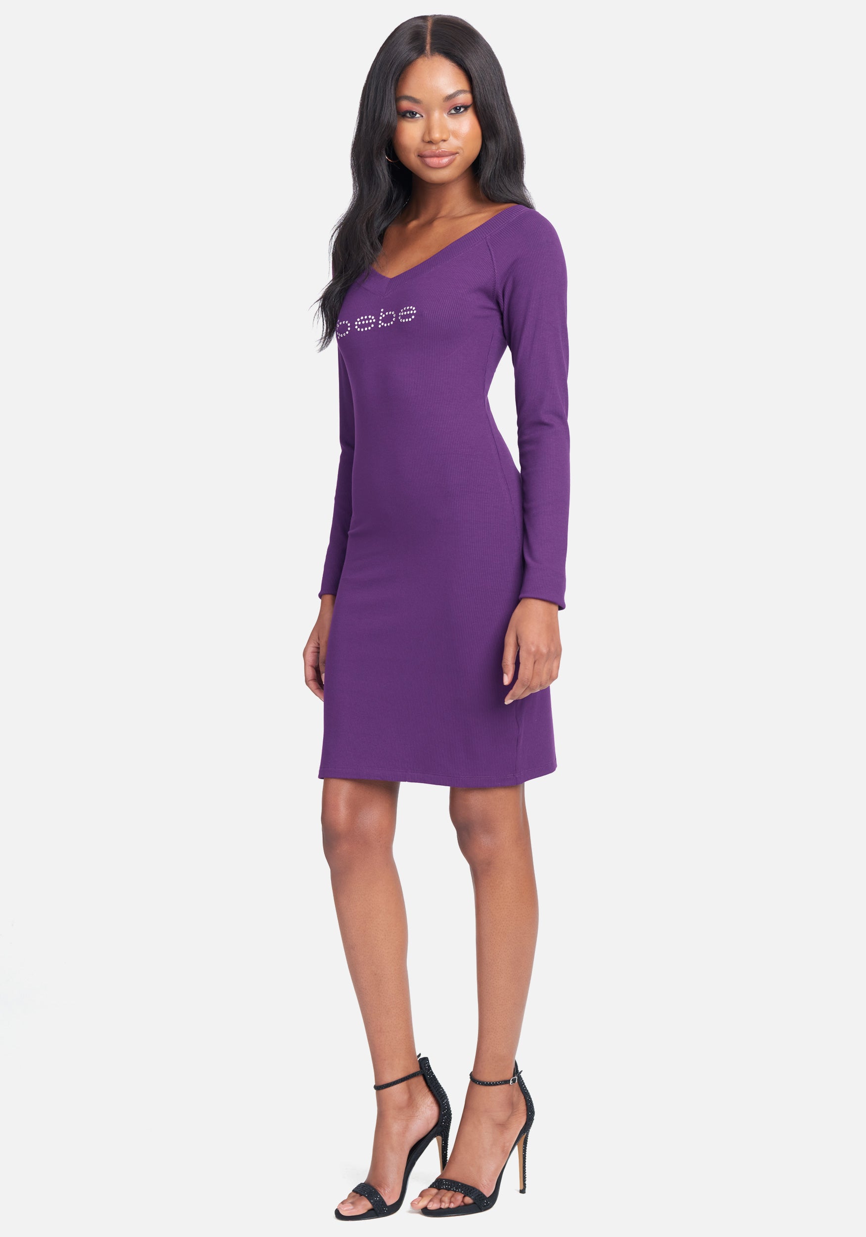 Crystal Logo Long Sleeve Dress