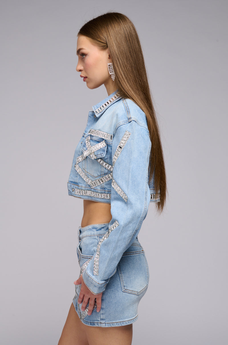 PORTIA EMBELLISHED DENIM JACKET