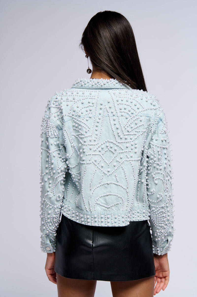 ALIX PEARL EMBELLISHED DENIM JACKET