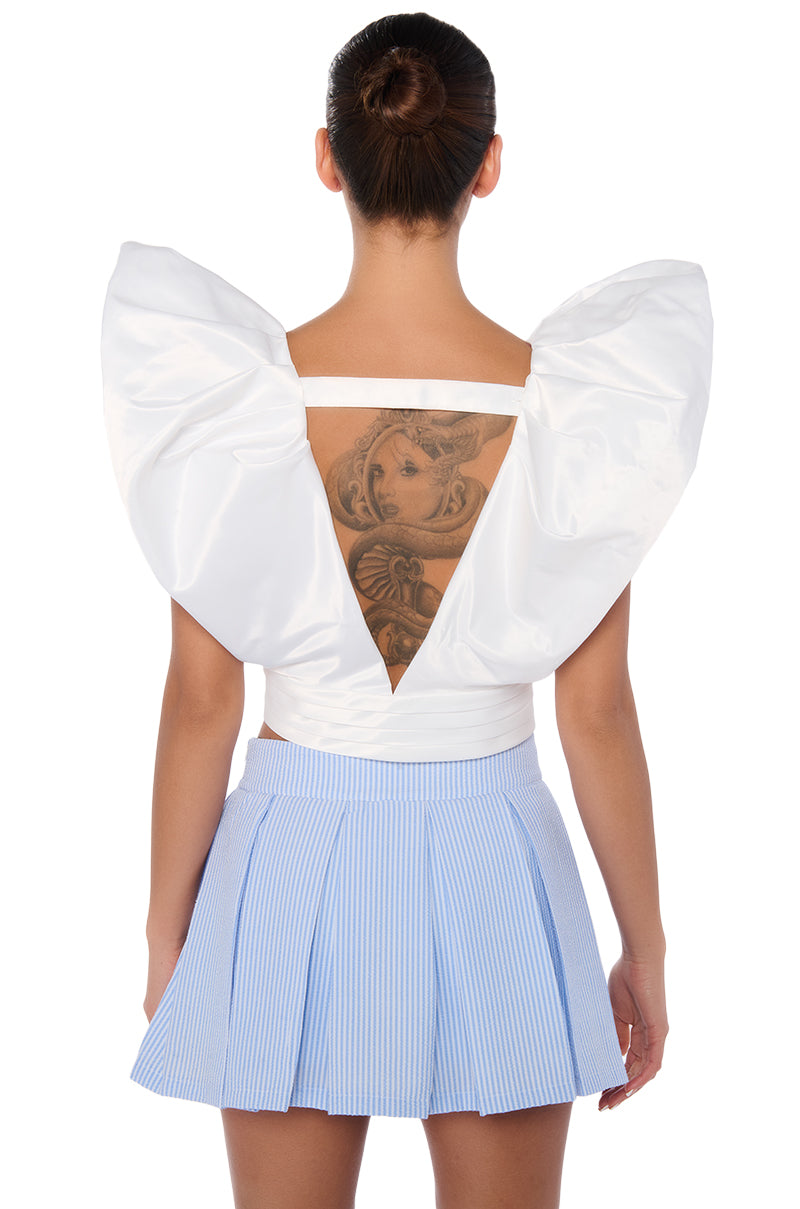 PUFF SHOULDER CROPPED BLOUSE IN WHITE