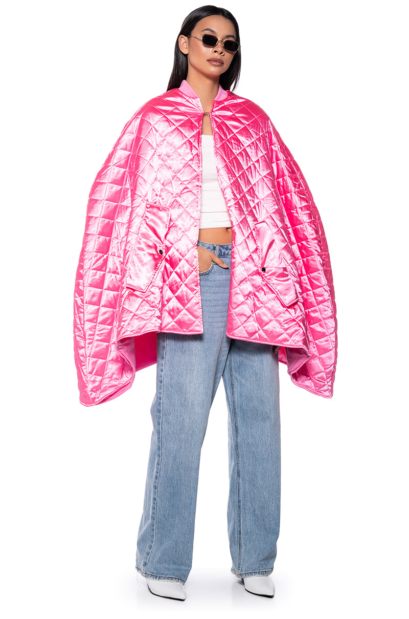 QUILTED PINK PONCHO