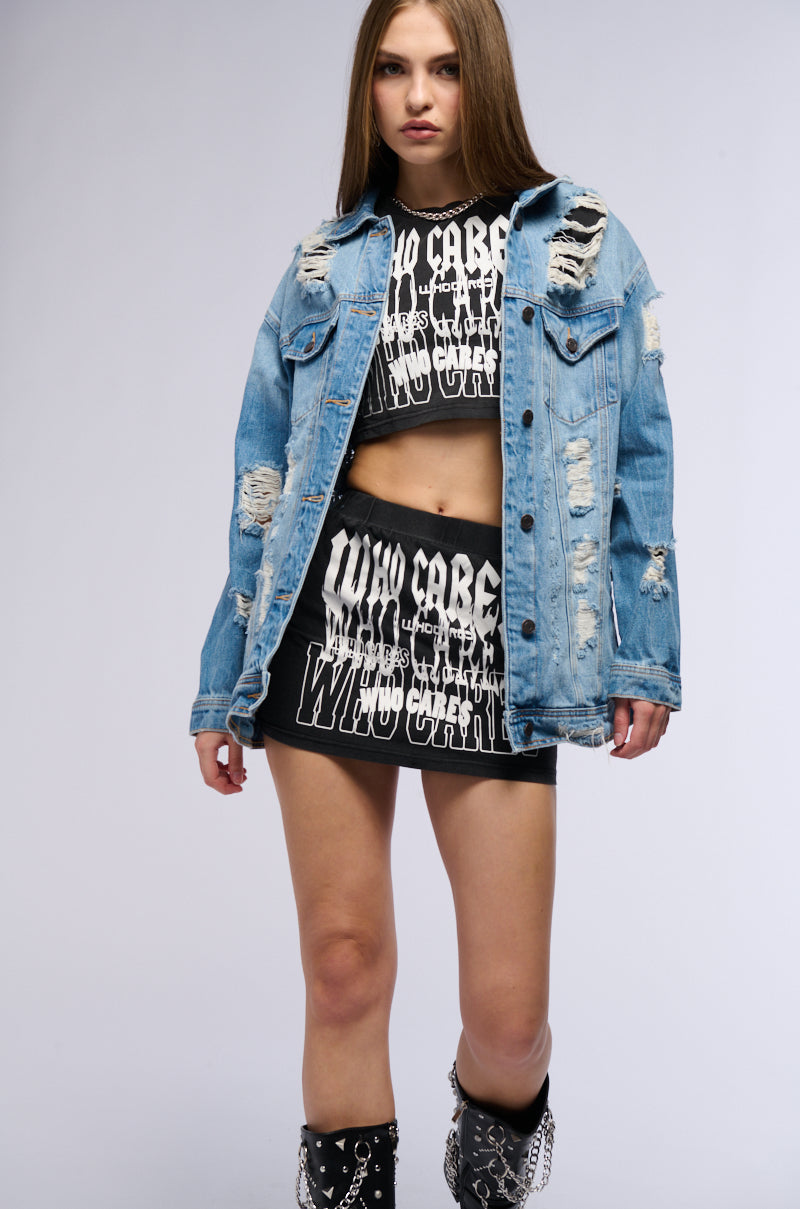 SUNNY DAY DISTRESSED DENIM JACKET