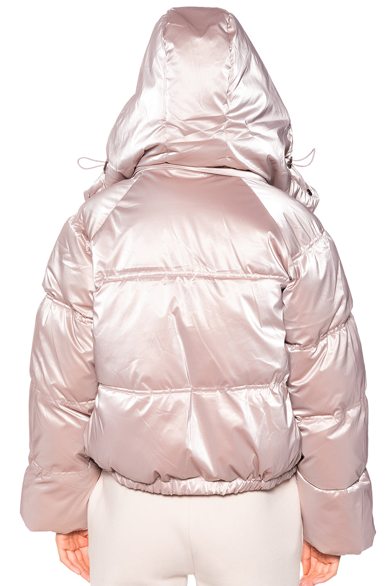 PINK METALLIC PUFFER JACKET