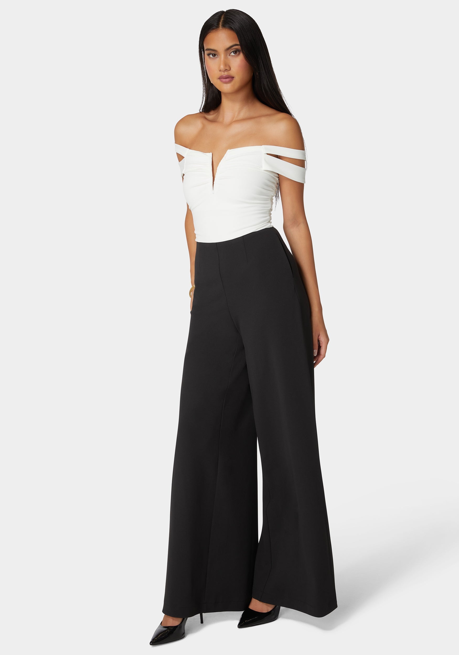 Off Shoulder Full Wide Leg Jumpsuit