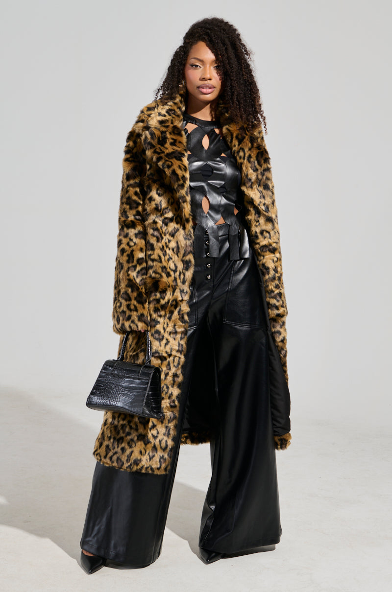 CATTY FAUX FUR LEOPARD COAT