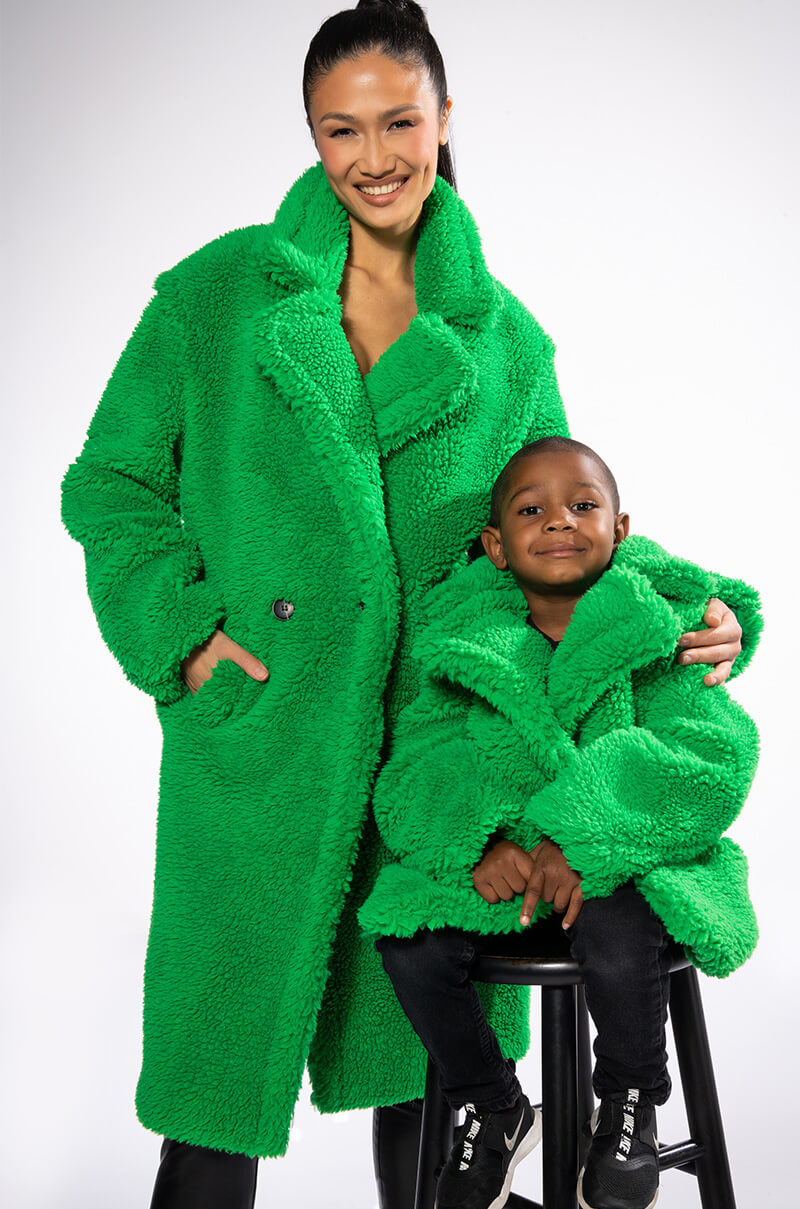 NAOMI LUXE WOOLISH TRENCH IN KELLY GREEN