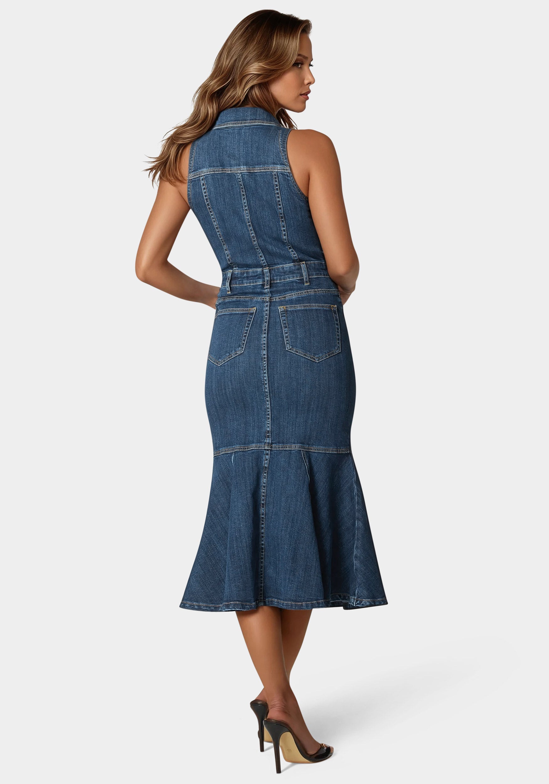 Halter Midi Denim Dress