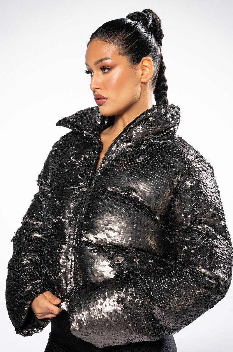 SILK ROAD SEQUIN PUFFER JACKET