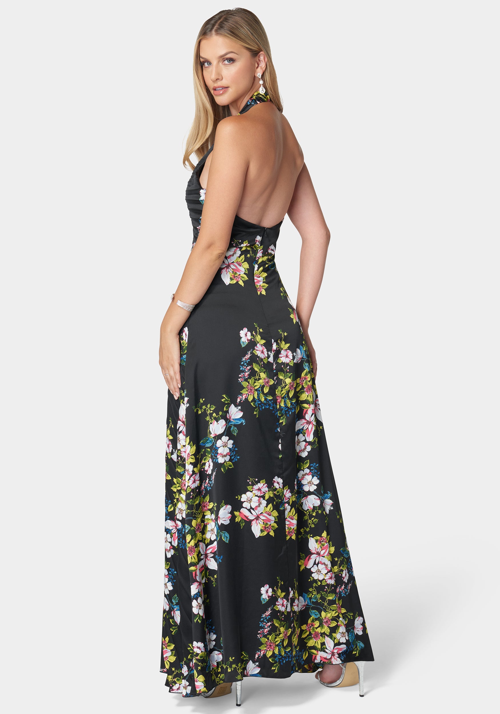 Estelle Pleated Satin Maxi