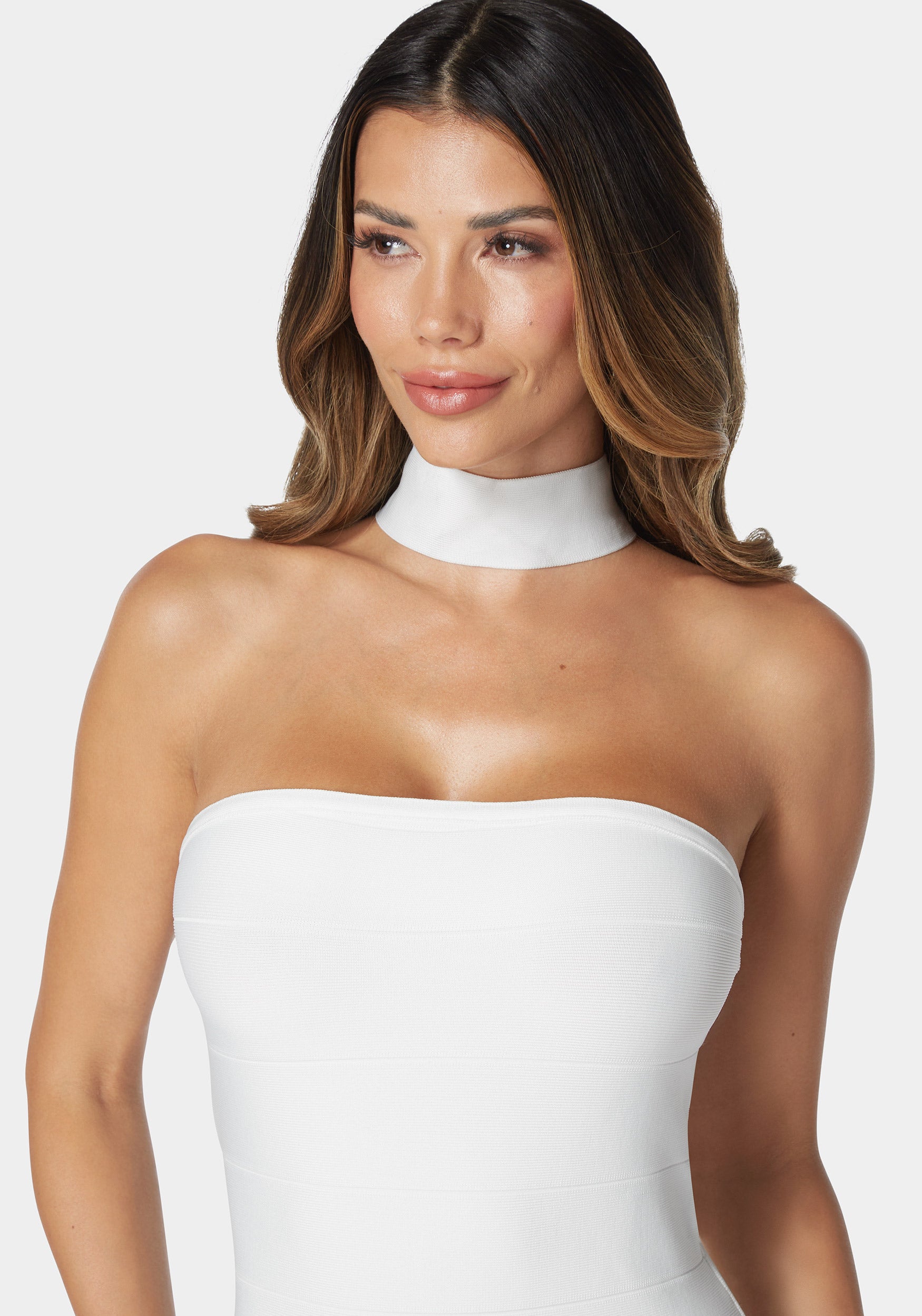 Choker Neck Bandage Midi Dress