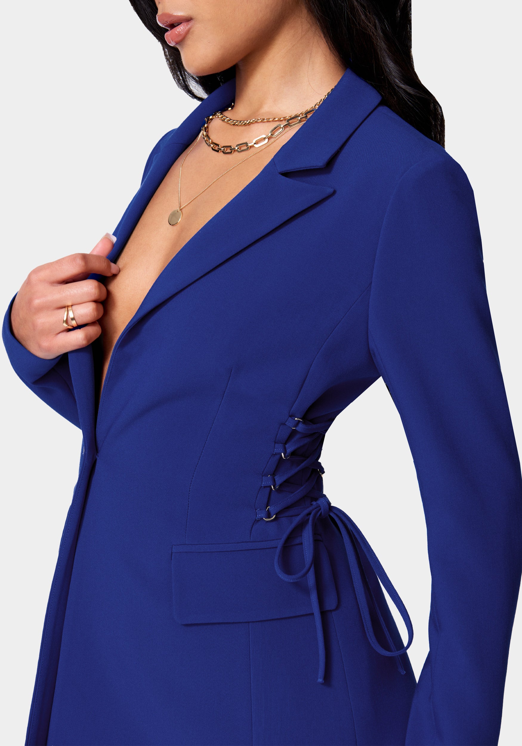 Side Corset Detail Tailored Twill Jacket