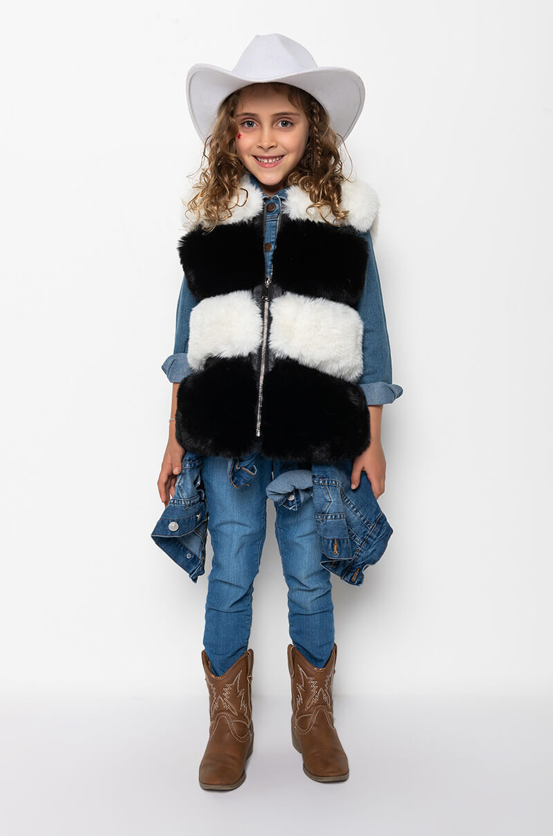 GOT IT FROM MY MAMA FAUX FUR PANEL VEST