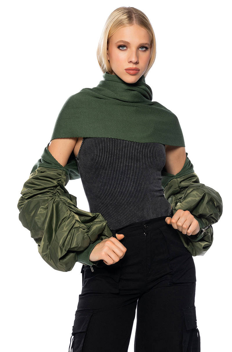 MULTIFUNCTION BOMBER SCARF JACKET