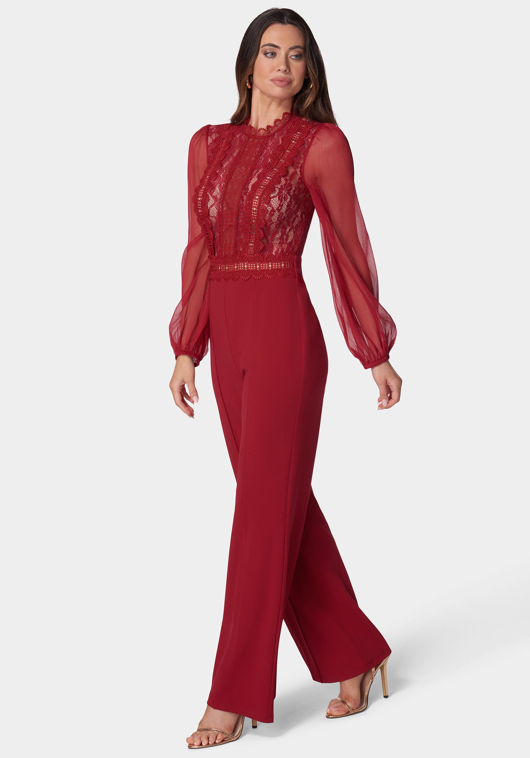 Lace Top Straight Leg Jumpsuit