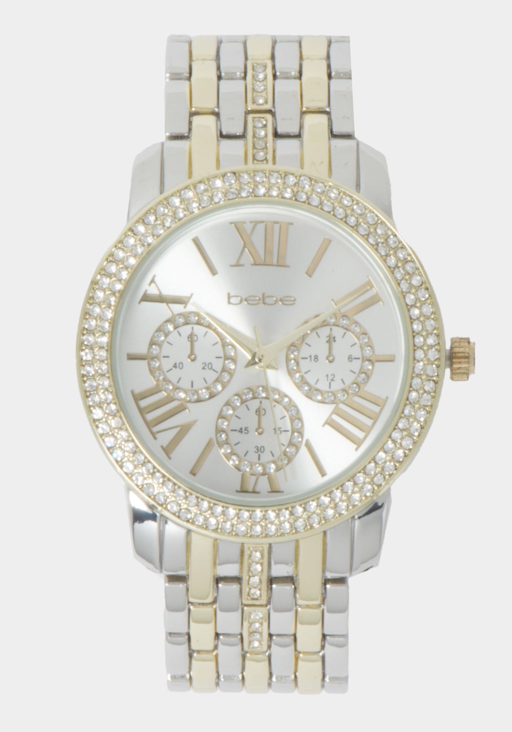 Silver Dial Crystal Bezel Watch