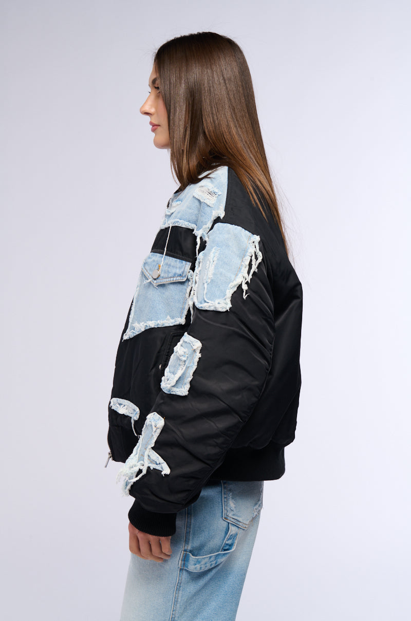 TUMI MIXED MEDIA BOMBER JACKET