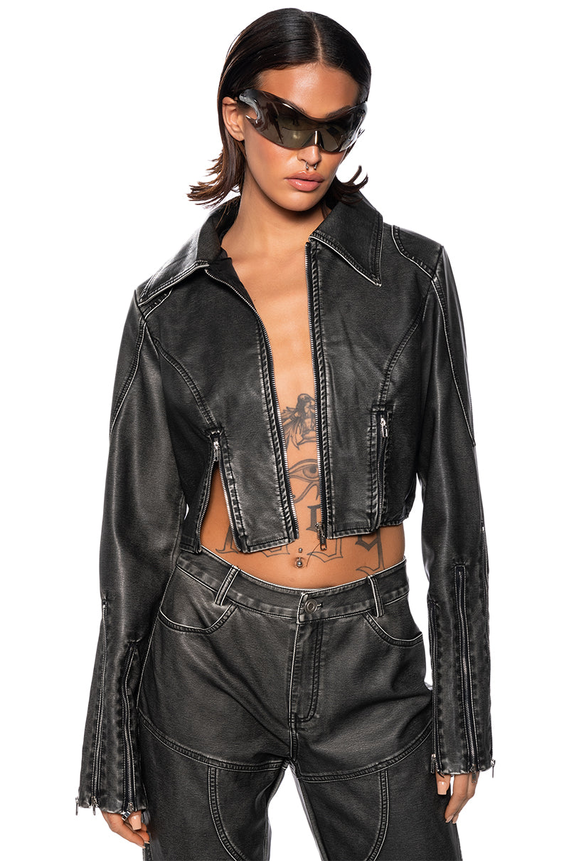 FAST LANE DISTRESSED MOTO JACKET