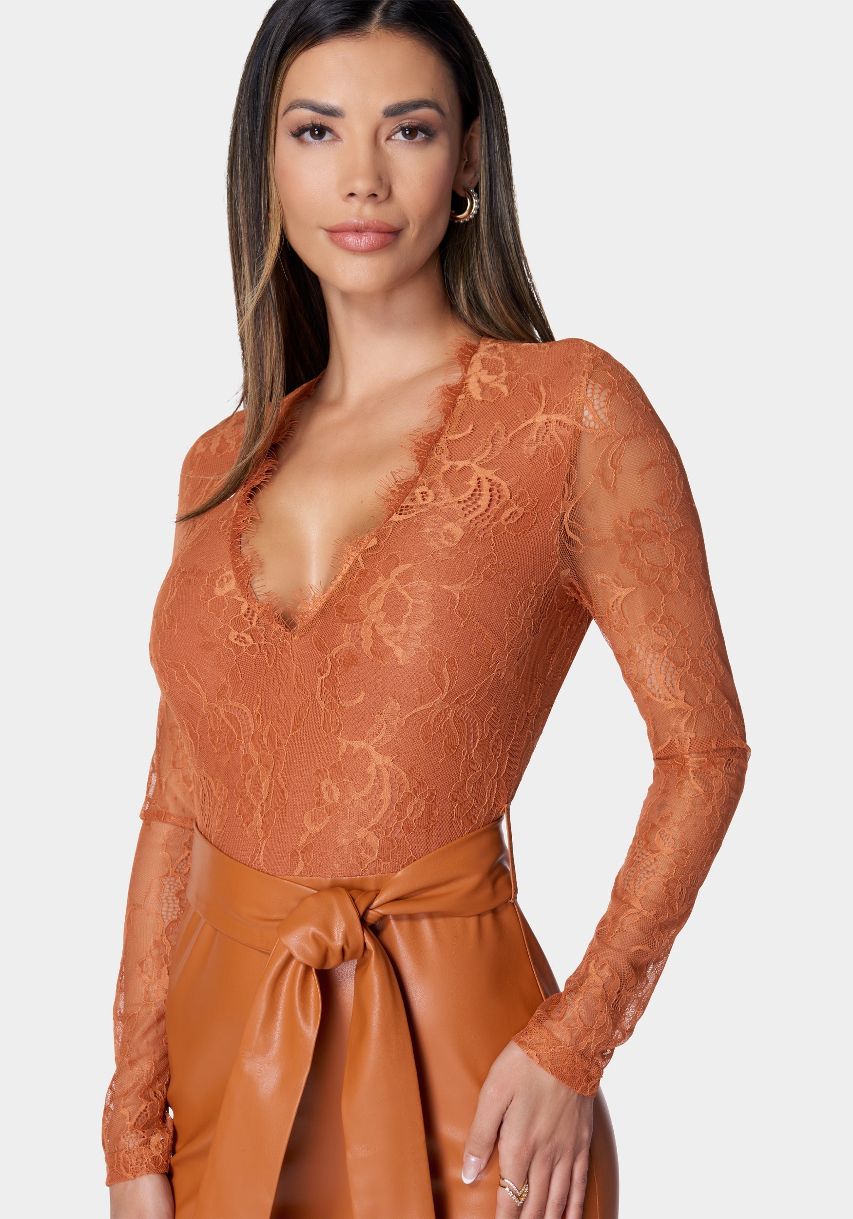 Vegan Leather Lace Midi Dress